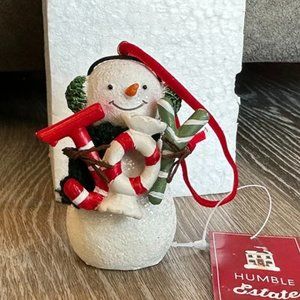 NWT! St Nicholas Square Humble Estate Sparkly Snowman Christmas Ornament